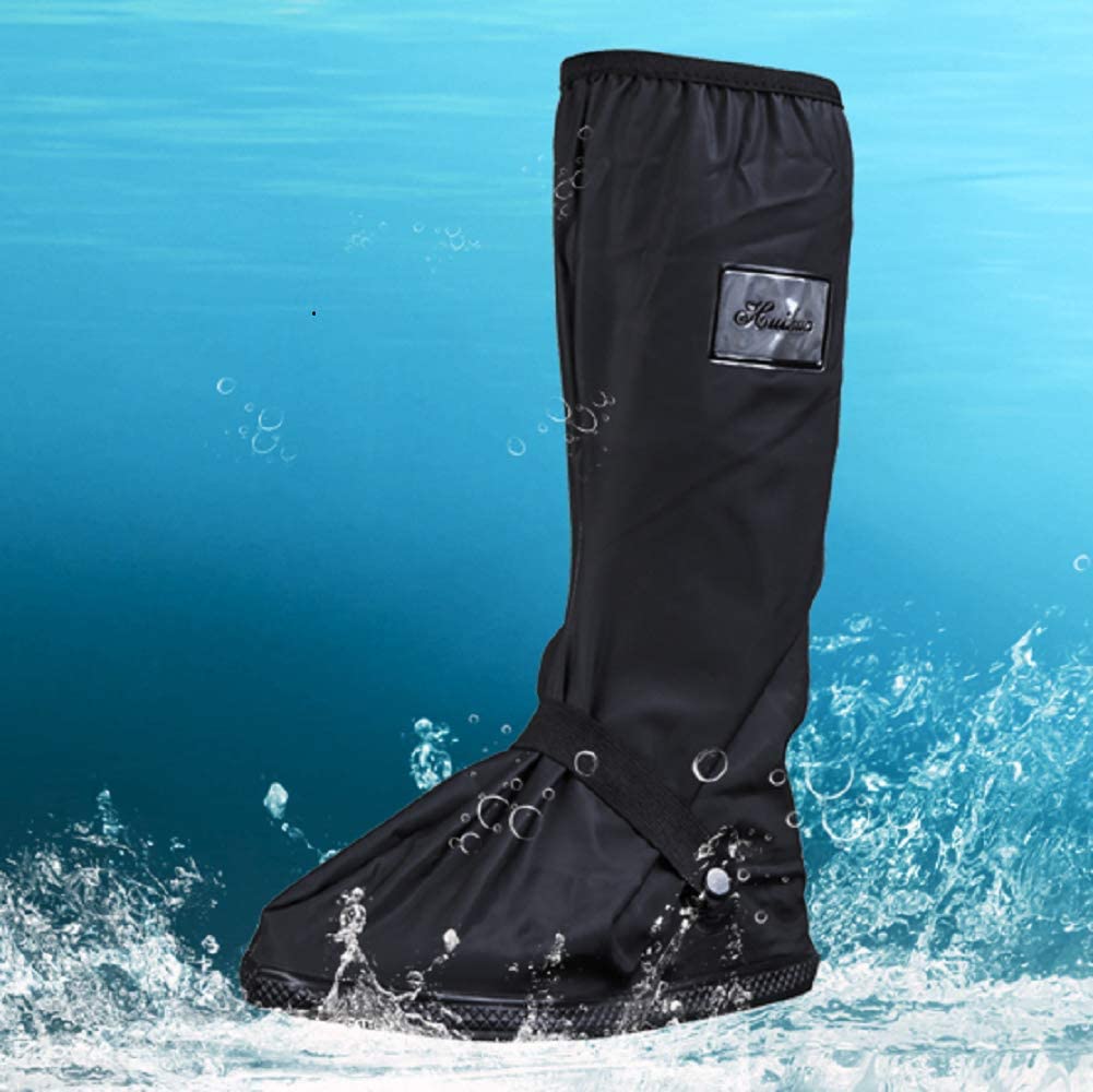 Waterproof Shoes Cover With Reflector Rain Snow Boots Black Reusable Covers For Motorcycle
