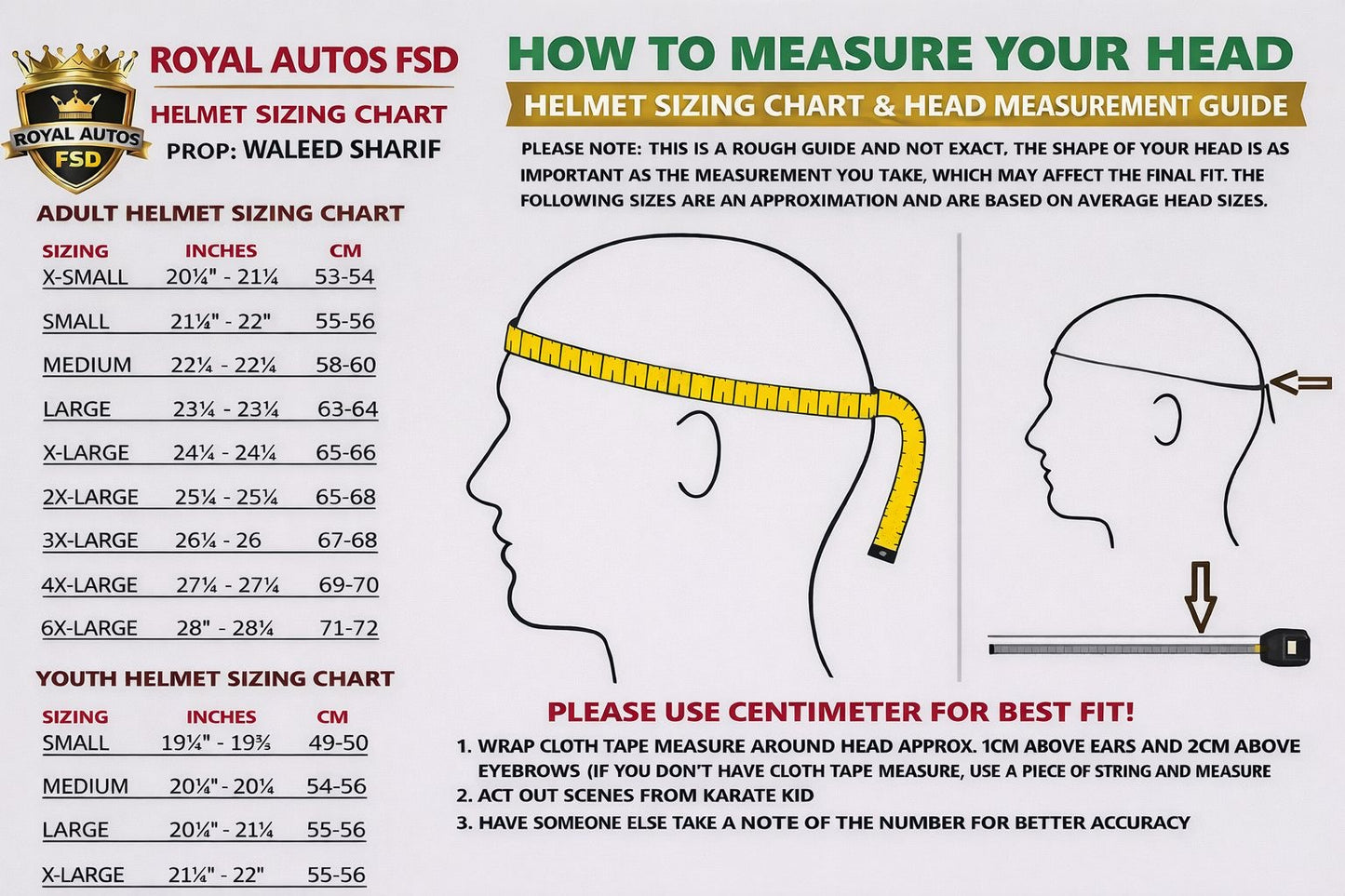 Helmet Size Chart