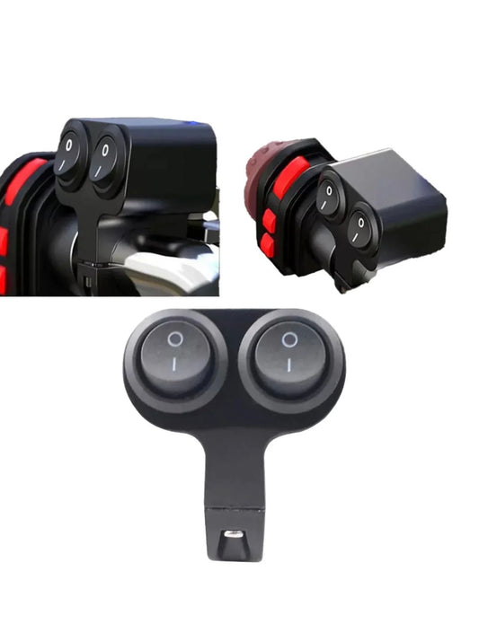 Motorcycle Handlebar 12V Headlight Switch Dual Button Control Waterproof 3-Wire Spotlight Switch Tricycle Headlight  Horn Switch