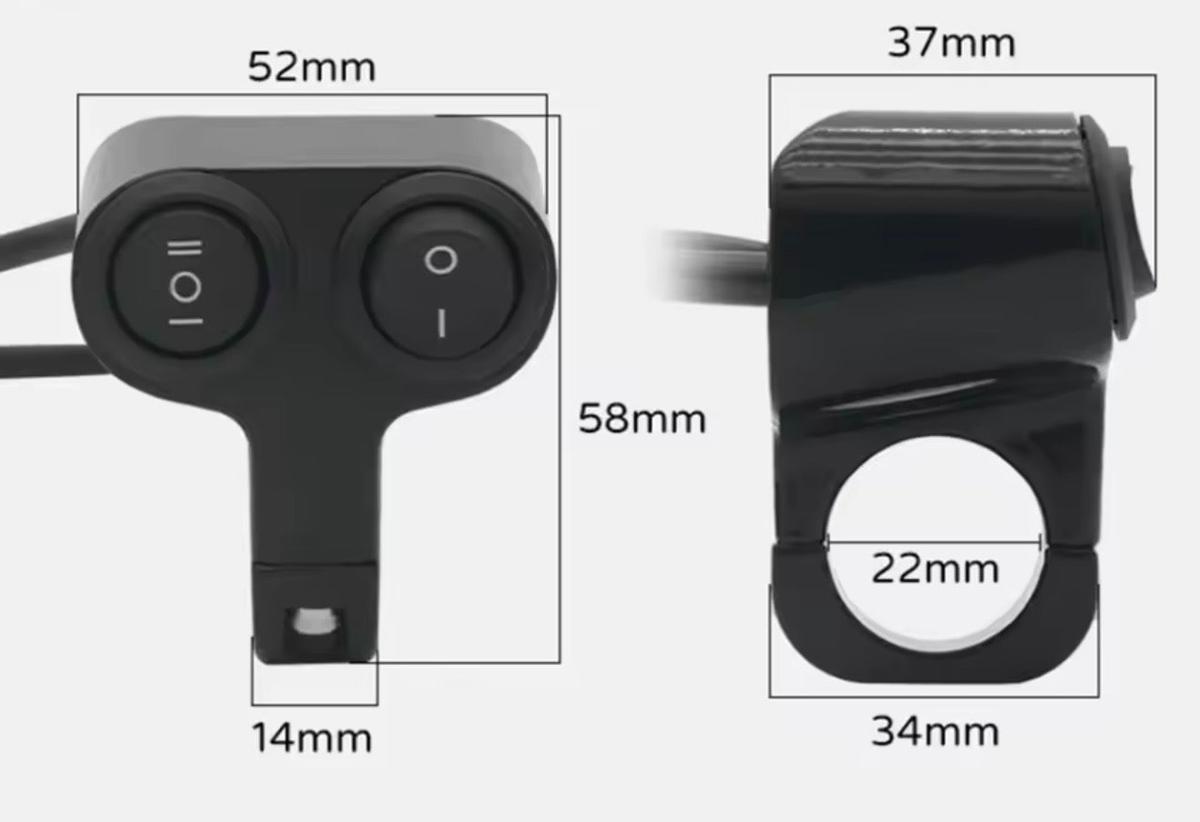 Motorcycle Handlebar 12V Headlight Switch Dual Button Control Waterproof 3-Wire Spotlight Switch Tricycle Headlight  Horn Switch