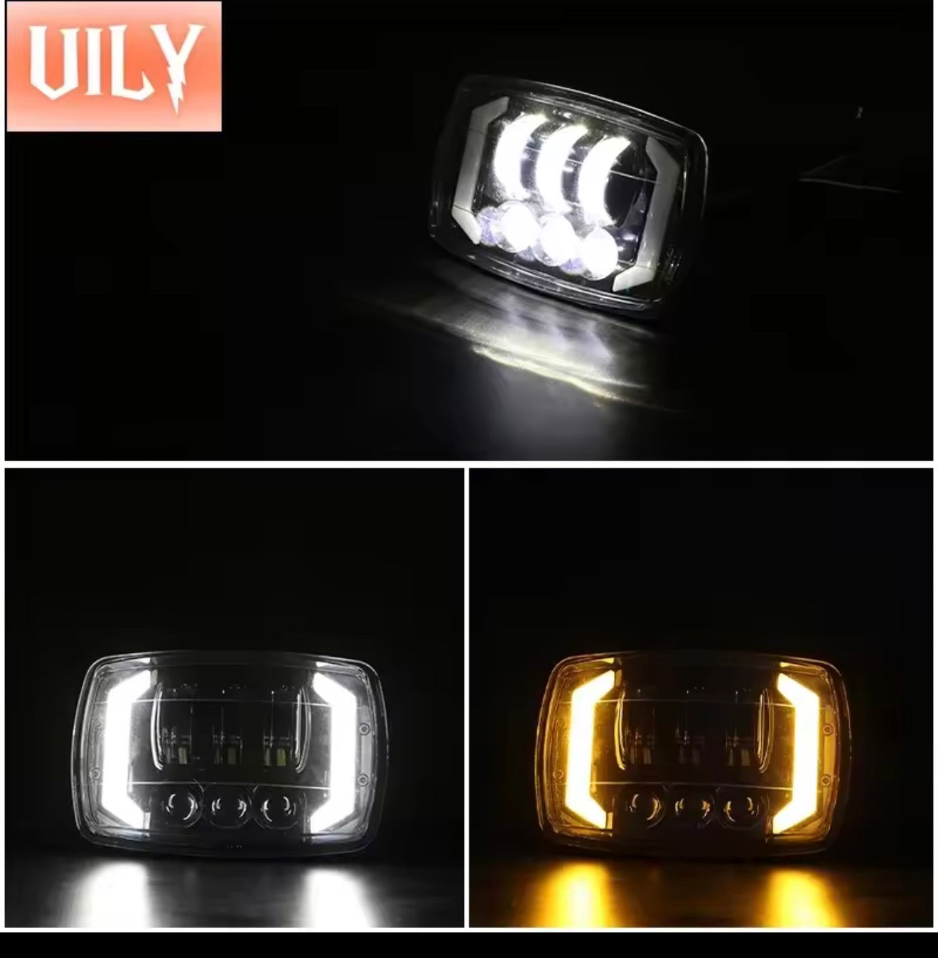 1Pcs 4" Square LED Headlamp for Motorcycle Refitting Headlamp Angel Eye Cart Car Work Lamp Motorcycle Light Assembly Waterproof