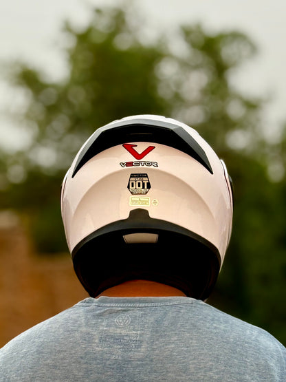 Vector 254 Prime white with Polarise Visor  DOT certified Helmet Modular helmet