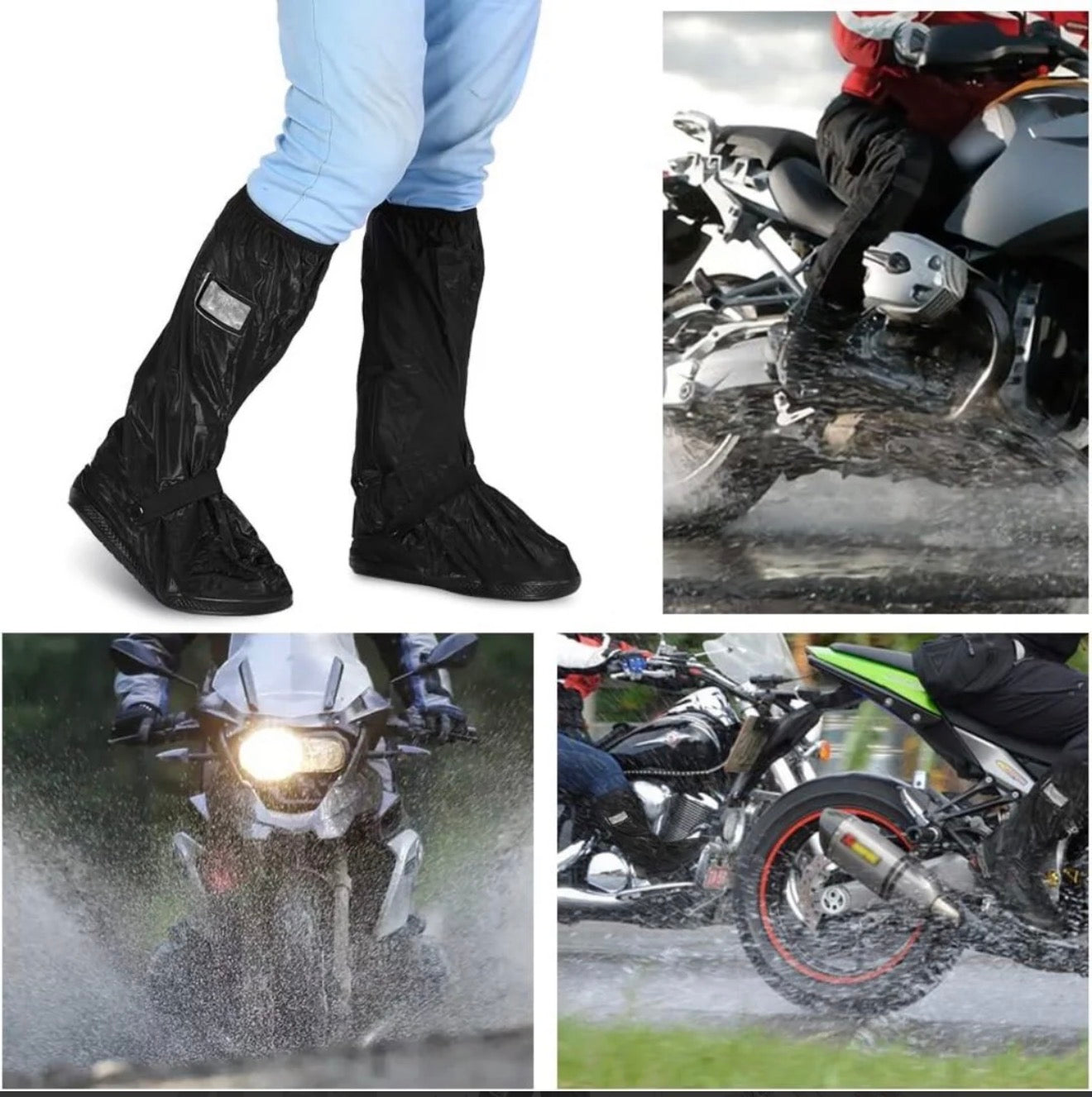 Waterproof Shoes Cover With Reflector Rain Snow Boots Black Reusable Covers For Motorcycle