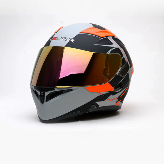 Vector 254 Prime orange with Polarise Visor  DOT certified Helmet Modular helmet