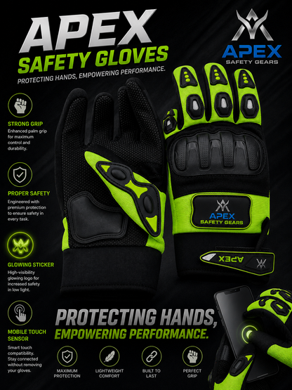 3 in 1 Deal Vector 254 Prime Green Neon with Polarise Visor  DOT certified With Apex safety Gloves & Balaclava Mask  Super Deal for rider