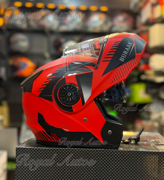 Burrak 107 Flip up Helmet in washable padding , Duel visor , No reflection visor