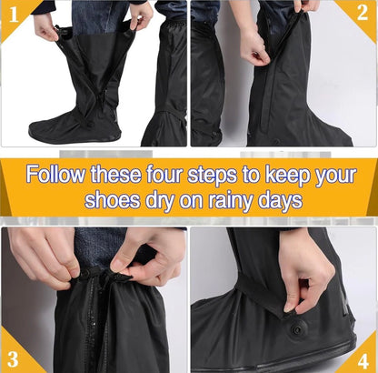 Waterproof Shoes Cover With Reflector Rain Snow Boots Black Reusable Covers For Motorcycle