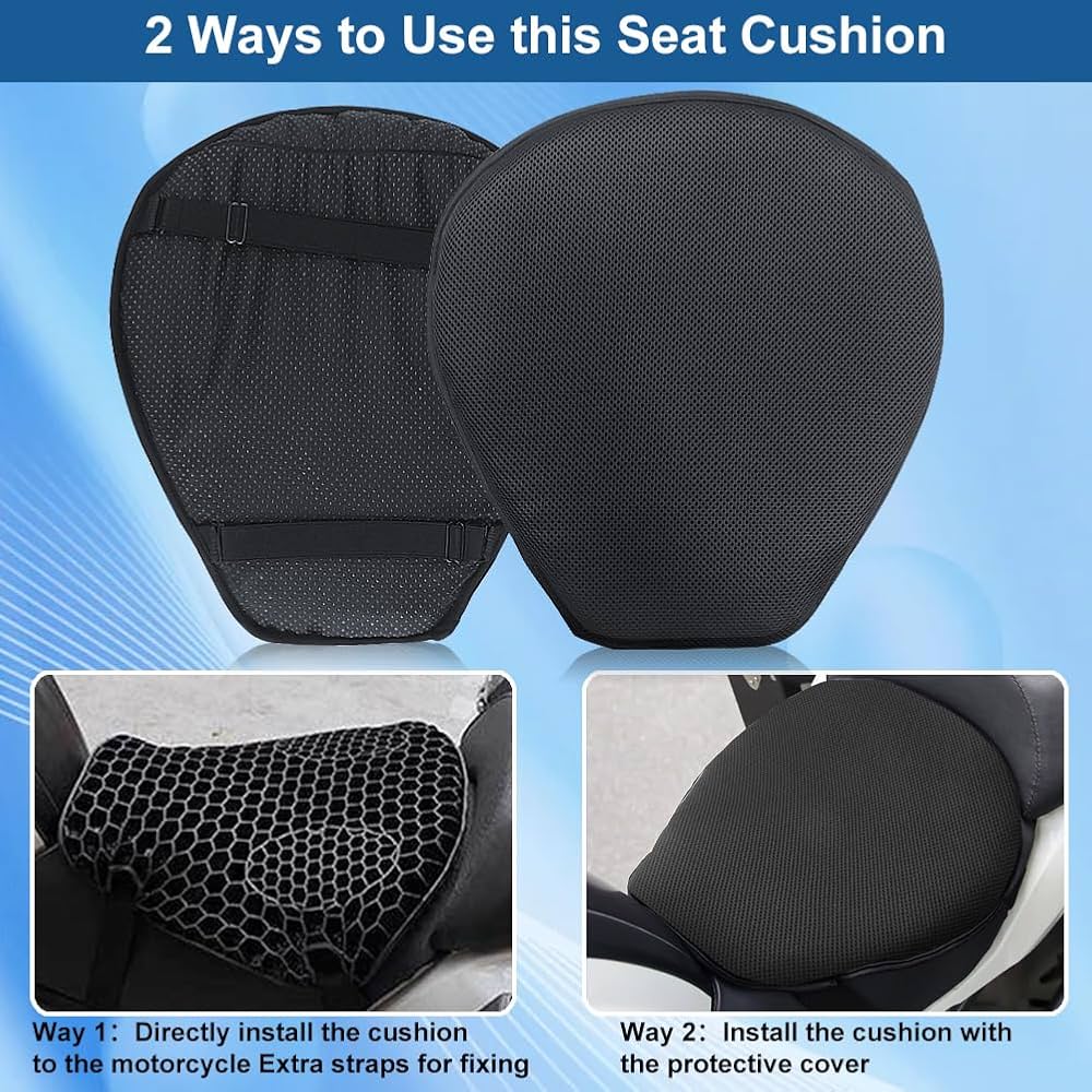 Universal Motorcycle Seat Cushion Cover Comfort Gel Pillow Pad Pressure Relief