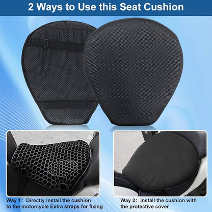 Universal Motorcycle Seat Cushion Cover Comfort Gel Pillow Pad Pressure Relief
