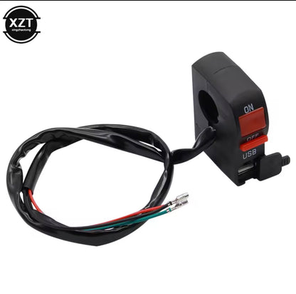 Motorcycle Light Indicator Switches Motorcycle Waterproof ON OFF Start Button With USB Charger With Indicator Light  7/8" 22MM