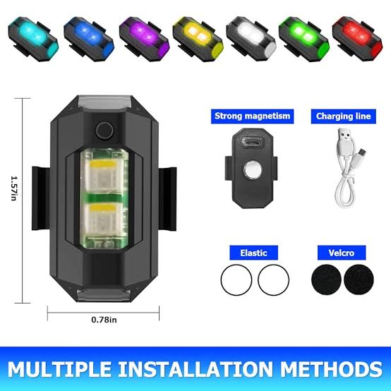 7 COLORS AIRCRAFT STROBE LIGHT USB CHARGING LED Lights Lightweight For helmet