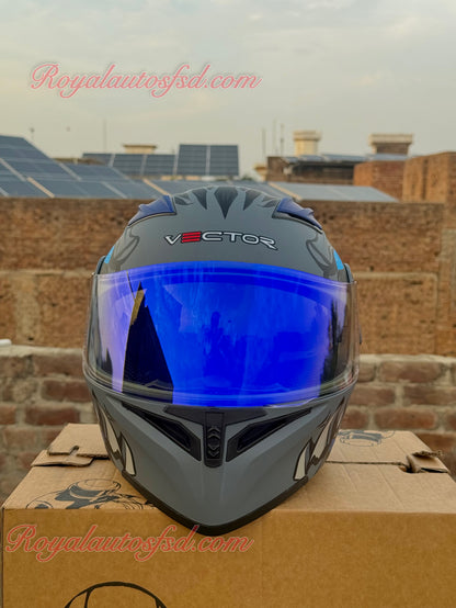 Vector 254 Prime Blue Monster with Polarise Visor  DOT certified Helmet Modular helmet
