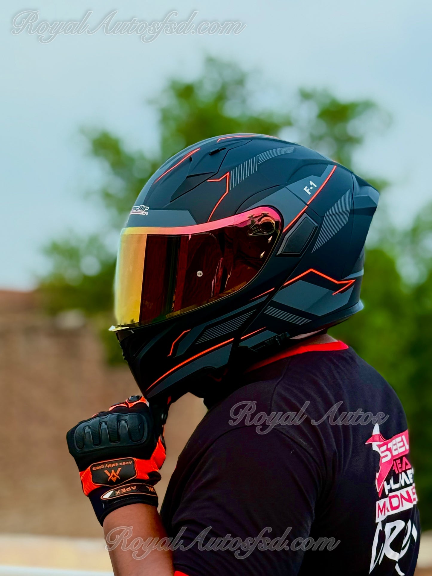 Superair 918 Pro F1 DOT Certified Flip-Up Motorcycle Helmet – Dual Visor | Polarized Visor | Sports Helmet