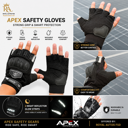 Apex Half Safety Gloves Strong Grip , washable Easy to wear .