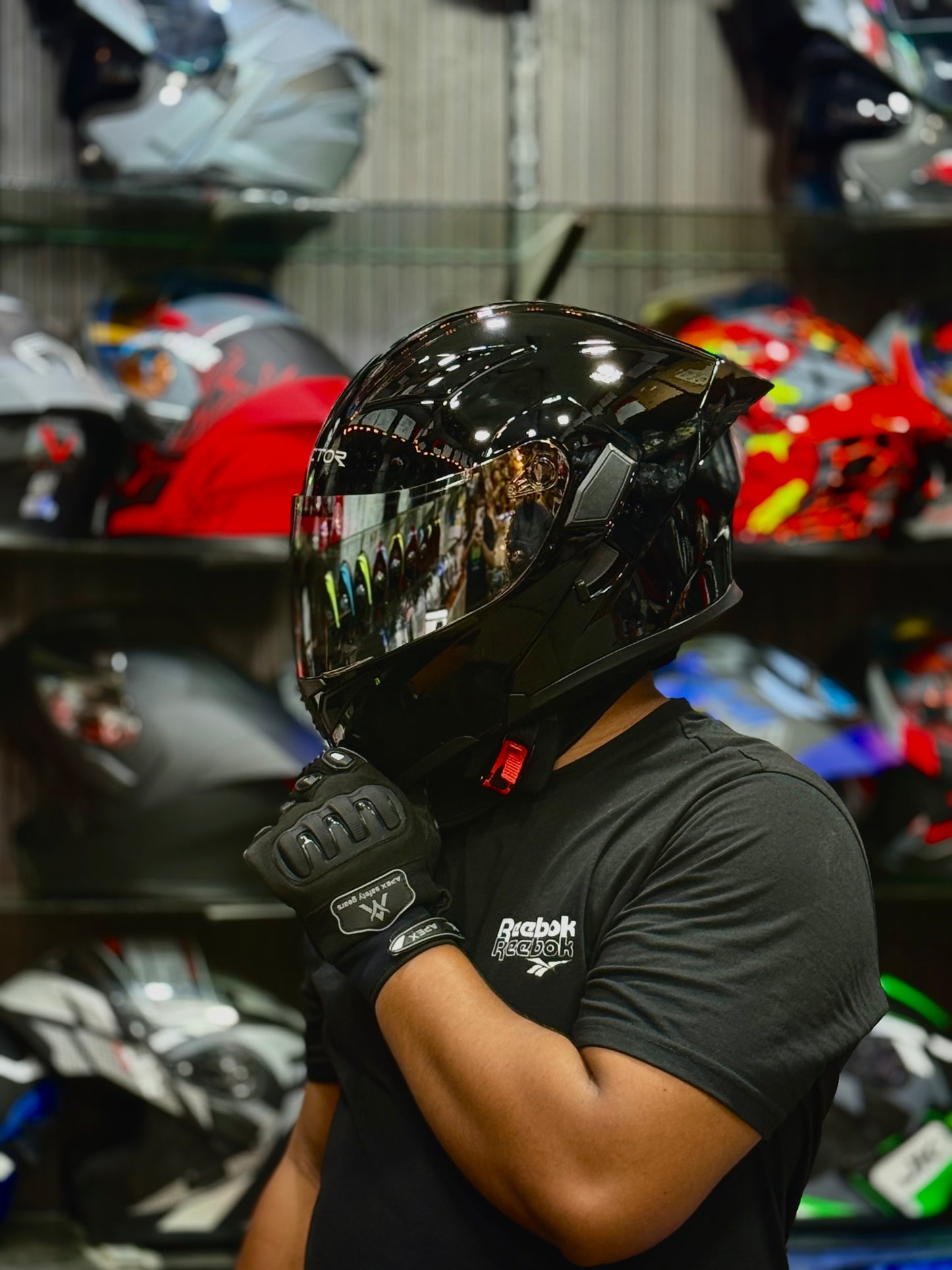 Vector 254 Prime Gloss Black  with Polarise Visor  DOT certified Helmet Modular helmet