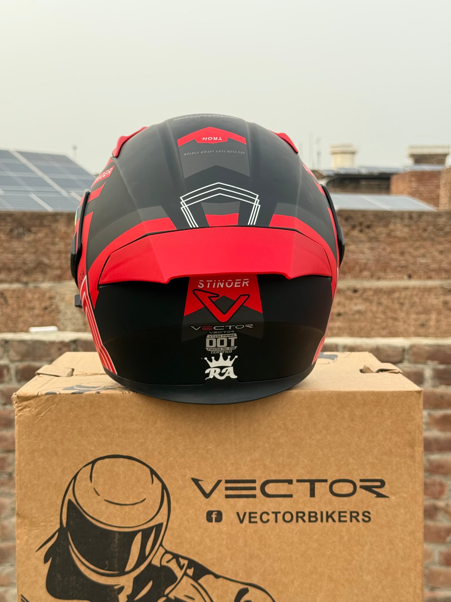 Vector 254 Prime Red  with Polarise Visor  DOT certified Helmet Modular helmet