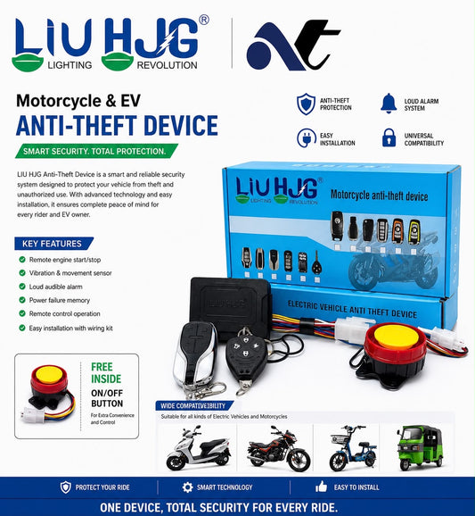 LIU HJG Anti-Theft Bike Security Alarm Kit with 1 Remote & 1 Foldable Key – Two-Way Alarm with 125 dB Loud Siren & Flashing Light | Anti-Theft Security for All Motorcycles & Scooters