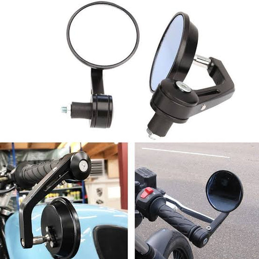 Round Universal Black Motorcycle 7/8″ Bar End Rear Side View Mirrors Cafe Racer Cafe Racer