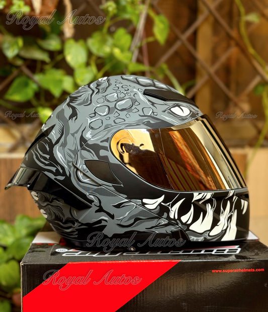 SuperAir 902 Titus Matt Black in multi visor Helmet smart shape with Spoiler DOT certified Helmet SP902