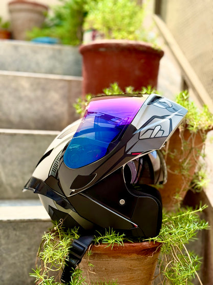SuperAir 902 Titus Matt Black in multi visor Helmet smart shape with Spoiler DOT certified Helmet SP902
