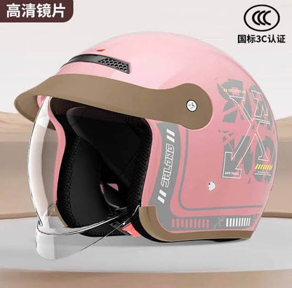 New Integrated Visor Motorcycle Helmet Windproof Unisex Half Helmet Electric Vehicle Helmet Electric Vehicle