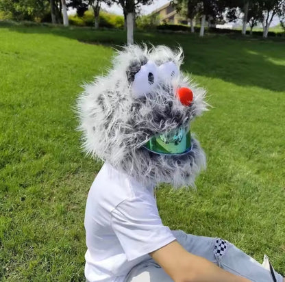 Helmet Cover Horror Plush Rabbit Helmet Cover Halloween Helmet Decoration Fun Rides (Helmet Not Included)