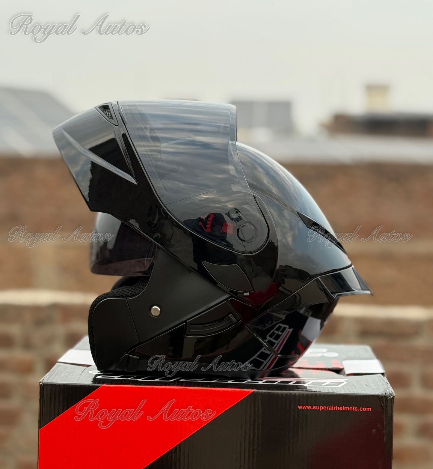 SuperAir 902 plain Glossy Black Helmet smart shape with Spoiler DOT certified Helmet SP902