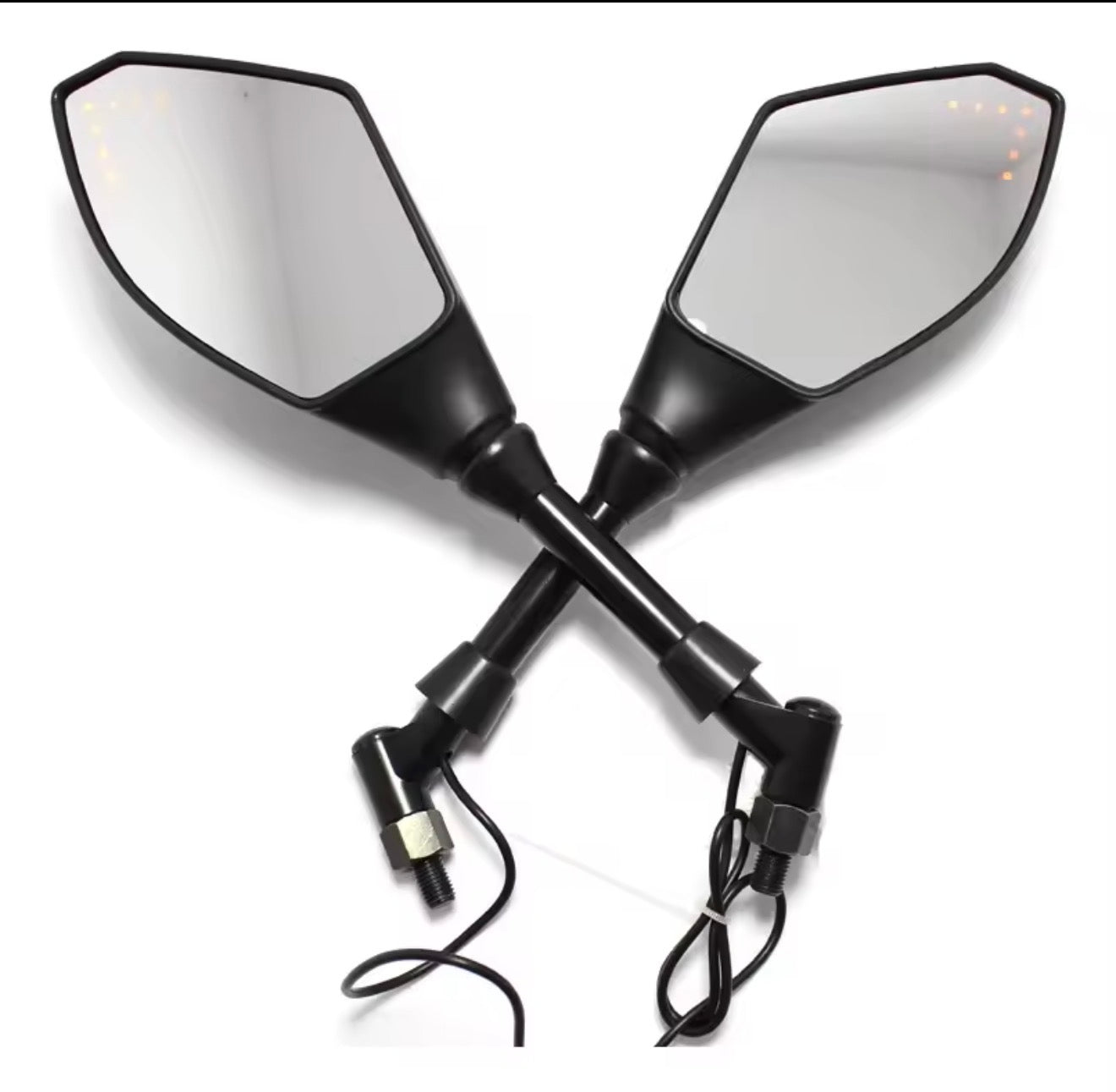 Motorcycle Side Mirrors LED Light Mirror 10mm Screw