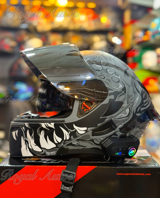 SuperAir 902 Helmet with Waterproof Bluetooth smart shape with Spoiler DOT certified Helmet