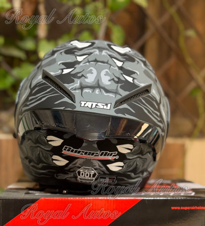 SuperAir 902 Titus Matt Black in multi visor Helmet smart shape with Spoiler DOT certified Helmet SP902