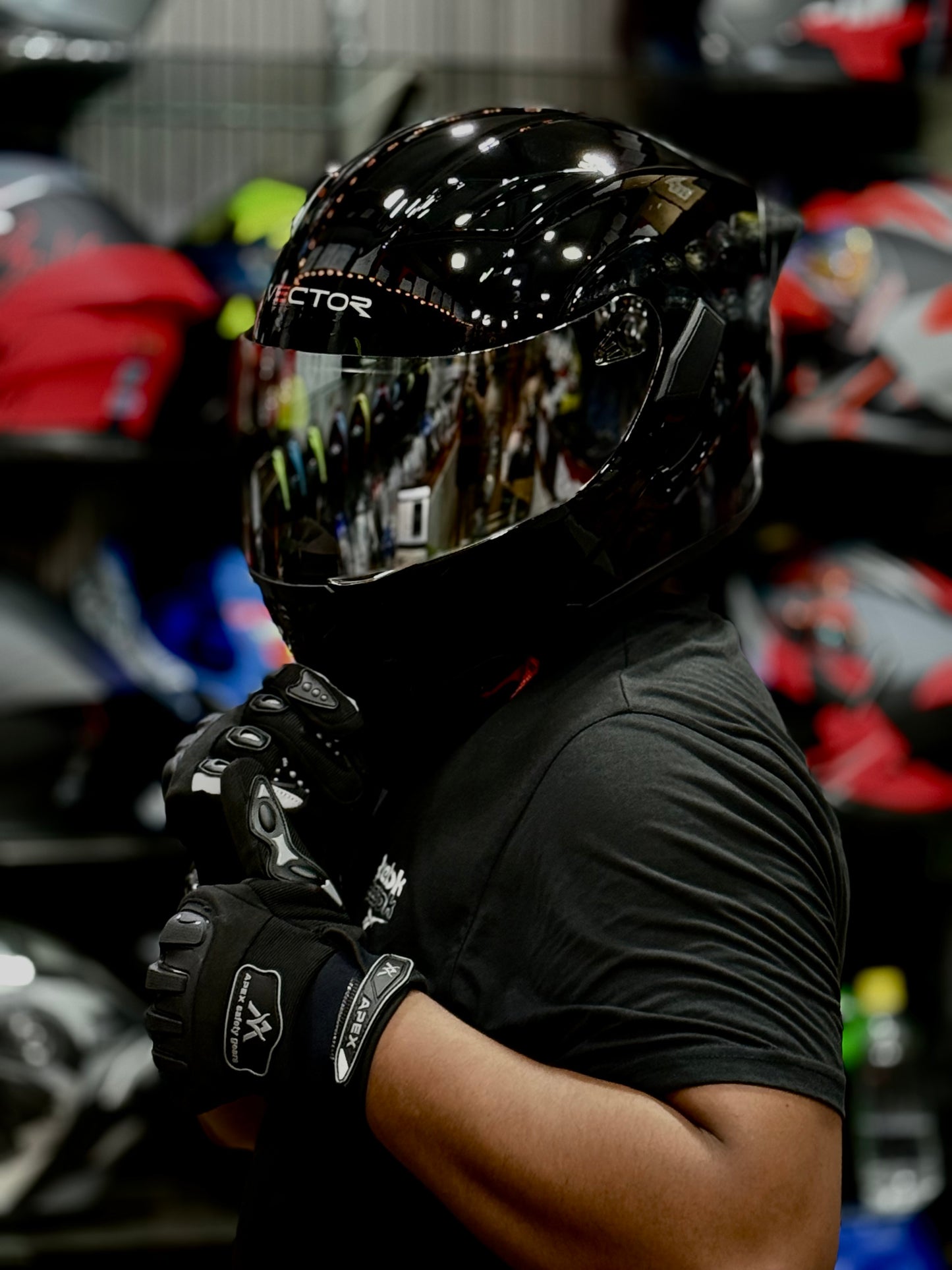 Vector 254 Prime Gloss Black  with Polarise Visor  DOT certified Helmet Modular helmet