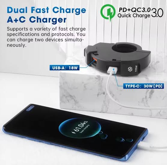Mobile Charger MC09 – USB & Type C Port – Quick QC 3.0 – Fast Charging 25 Watt – Motorcycle