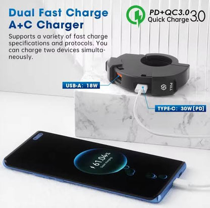 Mobile Charger MC09 – USB & Type C Port – Quick QC 3.0 – Fast Charging 25 Watt – Motorcycle