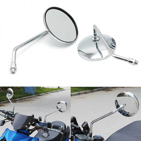 Chrome Motorcycle Rear View Fixed Side Mirrors