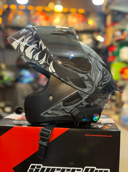 SuperAir 902 Helmet with Waterproof Bluetooth smart shape with Spoiler DOT certified Helmet