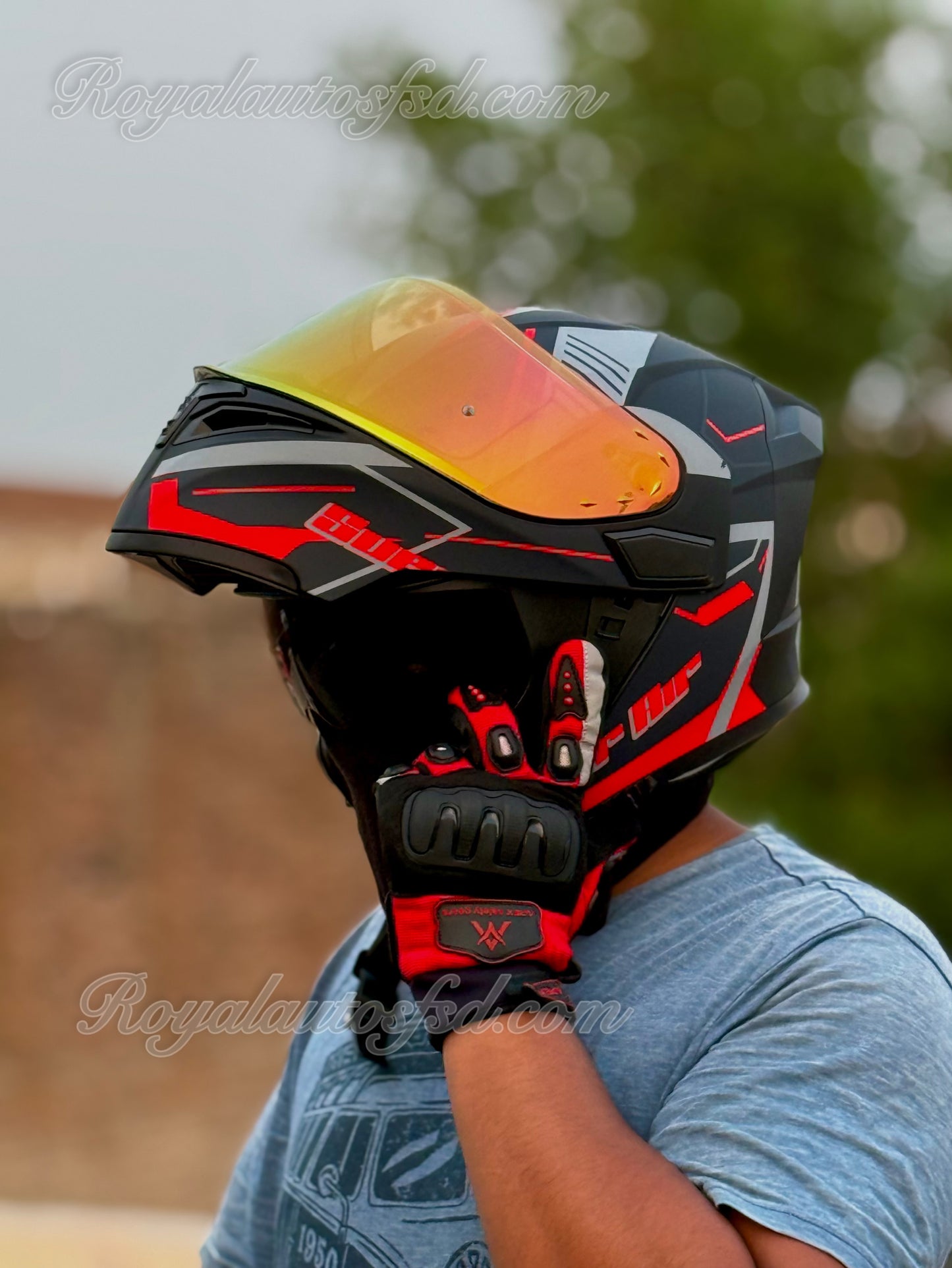 Superair 918 Pro DOT Certified Flip-Up Motorcycle Helmet – Dual Visor | Polarized Visor | Sports Helmet