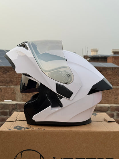 Vector 254 Prime white with Polarise Visor  DOT certified Helmet Modular helmet