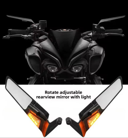 Wing mirrors led light metal body with  every bike fitting . Motorcycle Side View Mirror Wings Rearview Mirror Rotatable Aluminum Side Mirrors 8/10mm Motorcycle Universal Accessories