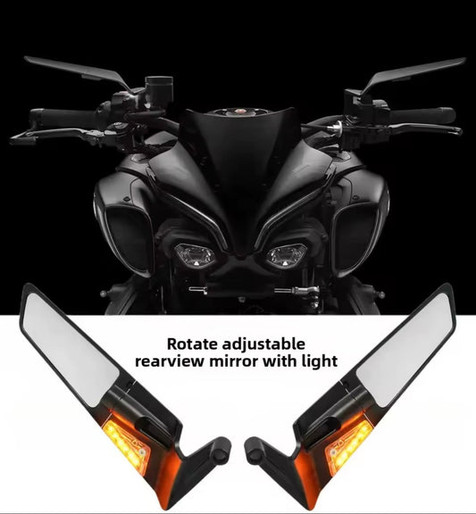 Wing mirrors led light metal body with  every bike fitting . Motorcycle Side View Mirror Wings Rearview Mirror Rotatable Aluminum Side Mirrors 8/10mm Motorcycle Universal Accessories