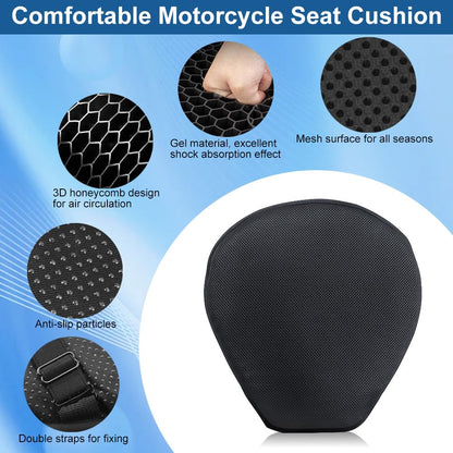 Universal Motorcycle Seat Cushion Cover Comfort Gel Pillow Pad Pressure Relief