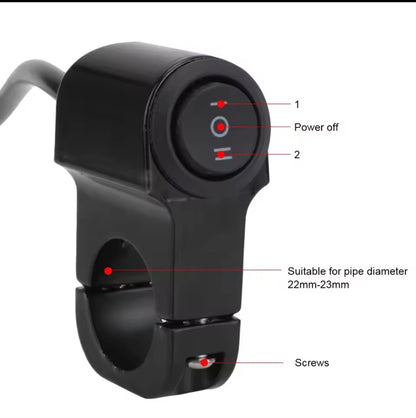 3-Way Motorcycle Switch | Aluminum Alloy & Waterproof | Universal 12V Handlebar Mount | Fog Light Control