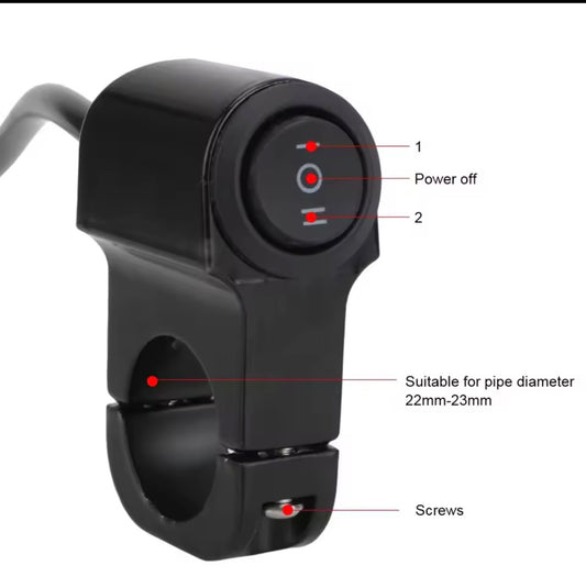 3-Way Motorcycle Switch | Aluminum Alloy & Waterproof | Universal 12V Handlebar Mount | Fog Light Control