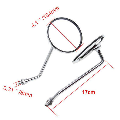 Chrome Motorcycle Rear View Fixed Side Mirrors