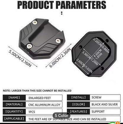 Aluminum Alloy Motorcycle Bike side stand Extender Foot Side Stand Extension Foot Pad Support Plate Motorbike Accessories