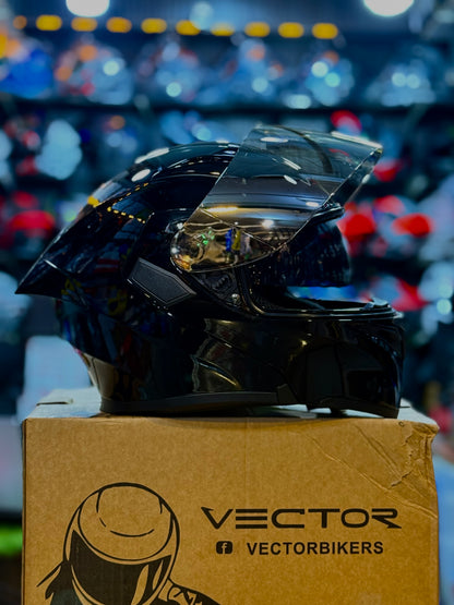 Vector 254 Prime Gloss Black  with Polarise Visor  DOT certified Helmet Modular helmet