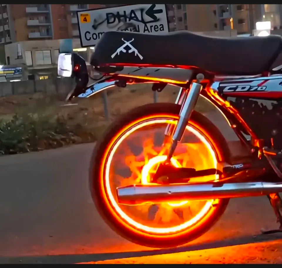 Premium Universal Hub Strip Light for Bikes & Cars | Multi-Color Flexible LED Strip | Stylish Rim Hub Light for 70cc, 125cc & Heavy Bikes | Waterproof & Long