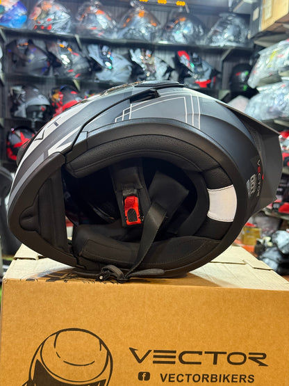 Vector 254 Prime Matt Black Grey with Polarise Visor  DOT certified Helmet Modular helmet