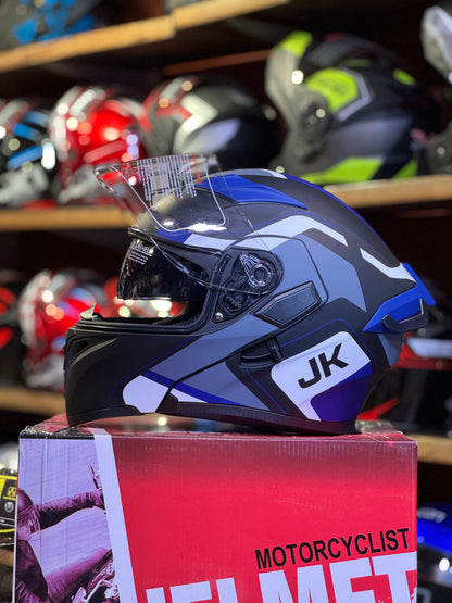 Jiekai JK 902 with Waterproof Bluetooth  – DOT Certified – Flip Up – Dual Visor – Built In Spoiler – Ventilation – Bluetooth Ready