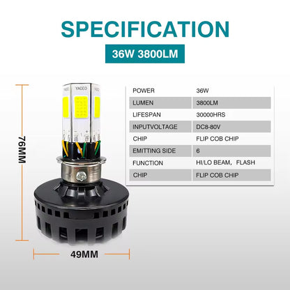 M6 LED Headlight with Flasher for Motorcycle Universal Moto LED