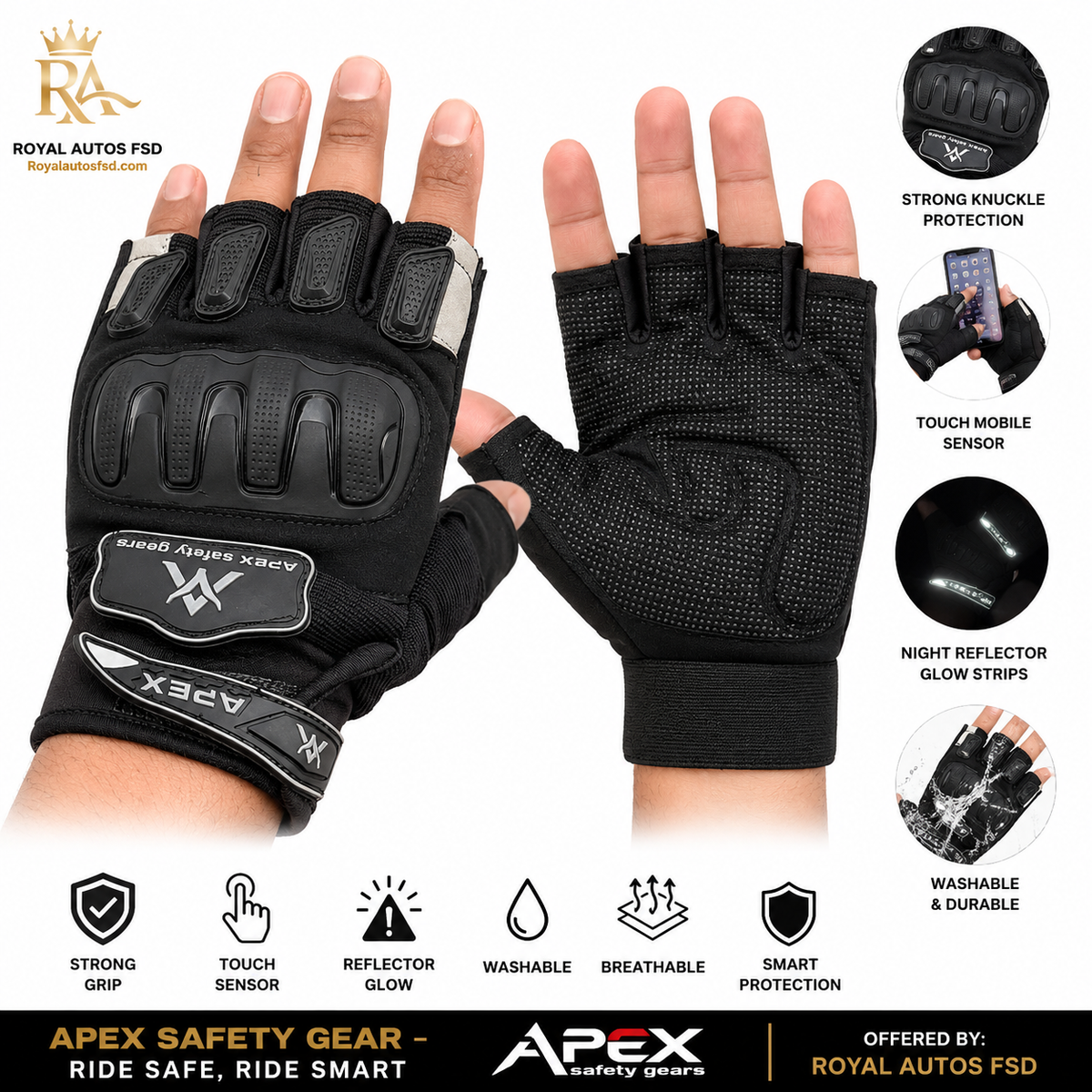 Apex Half Safety Gloves Strong Grip , washable Easy to wear .